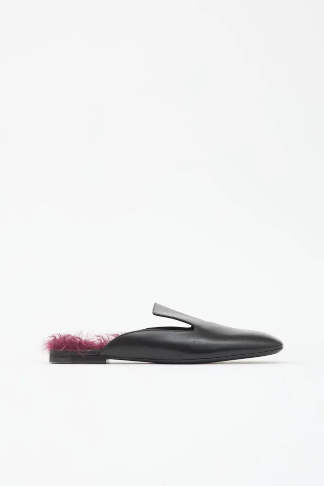 Jil Sander Leather & Shearling Mule in Leather from VSP Consignment