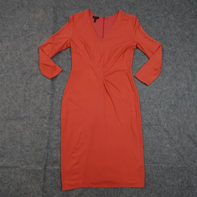 Escada Dress Womens 40 Us 10 Sheath Knit Ruched Long Sleeve Knee Length Salmon in white|pink from Poshmark