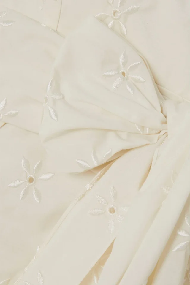 Erdem Maryam Convertible Broderie Anglaise Poplin Blouse in Ecru, photo 4 of 5 from THE OUTNET