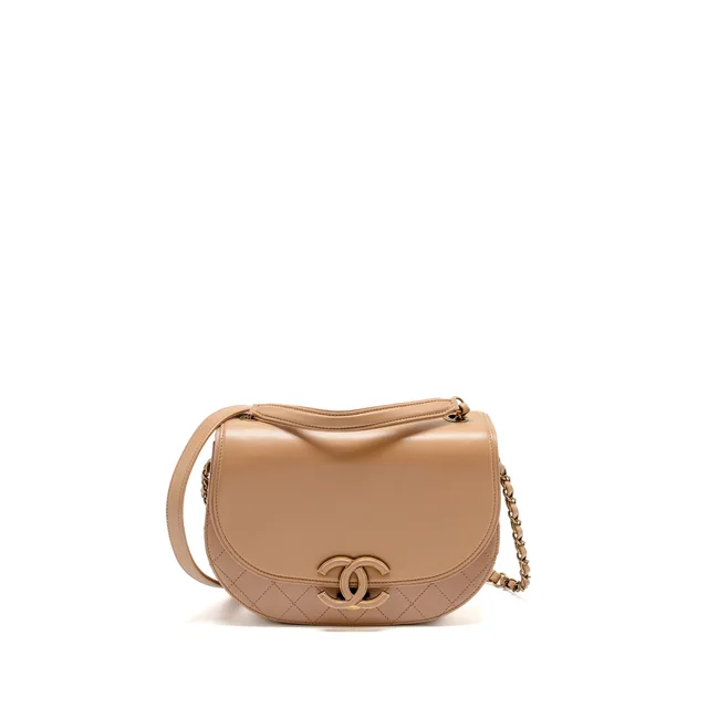 Chanel Coco Curve Flap Bag Calfskin Beige GHW in Beige Calfskin from EMIER