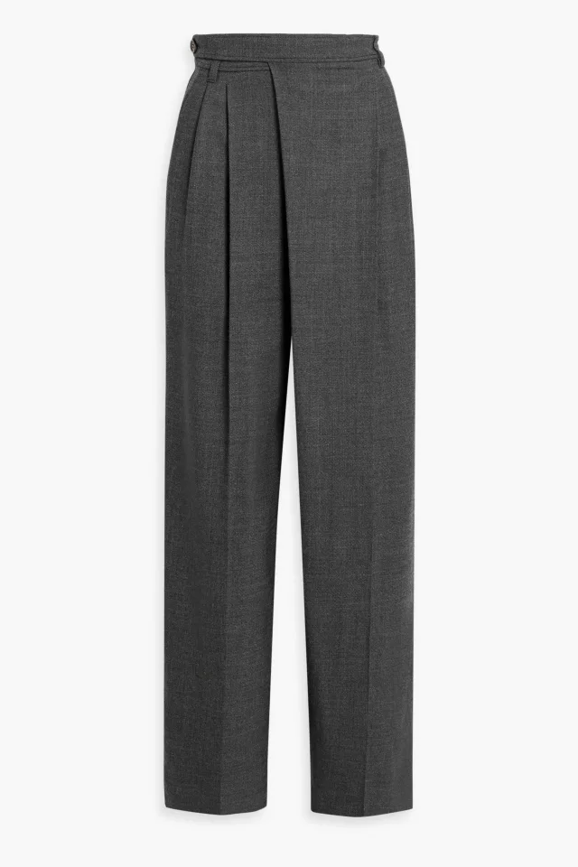 Wool-Blend Pleated Tapered Pants