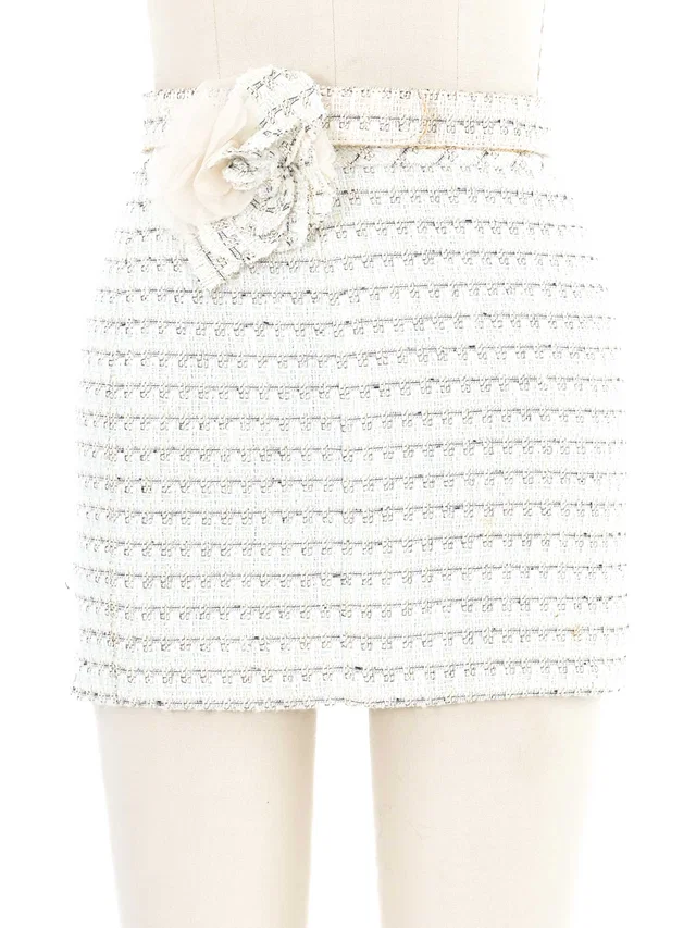 2005 Chanel Silver Tweed Mini Skirt in Silver Tweed from Arcade Vintage
