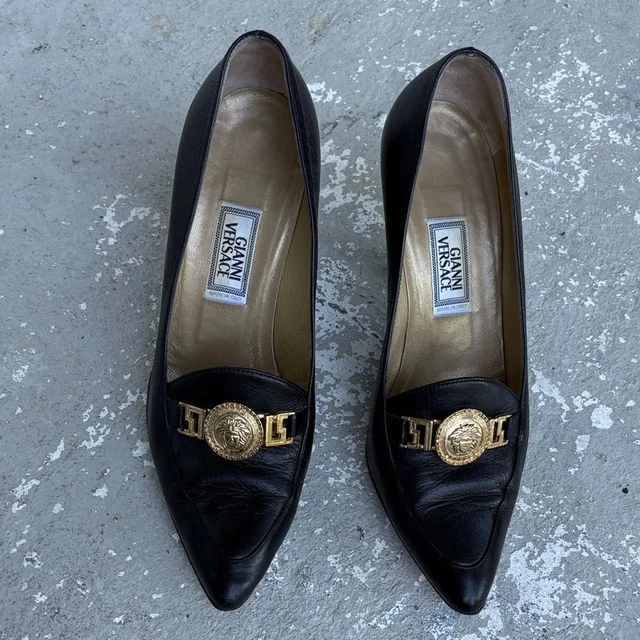 Versace Vintage Medusa Heeled Loafers in black from Poshmark