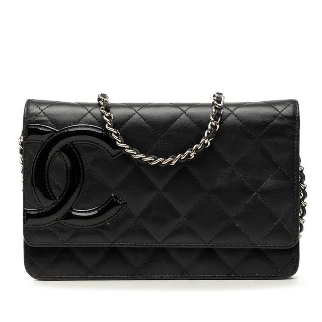 Black Chanel Quilted Lambskin Cambon Ligne Wallet On Chain Crossbody Bag in Black Lambskin from Designer Revival