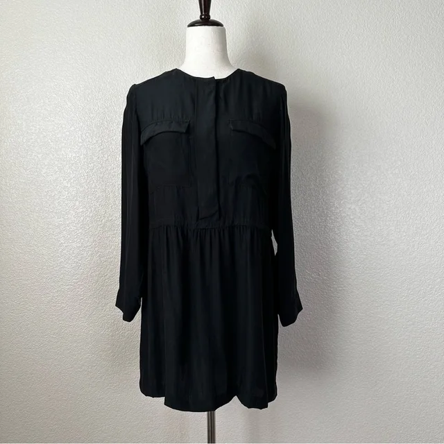 Stella McCartney 100% Silk Black Chest Pocket Long Sleeves Dress, Size Us 6 in black Silk from Poshmark