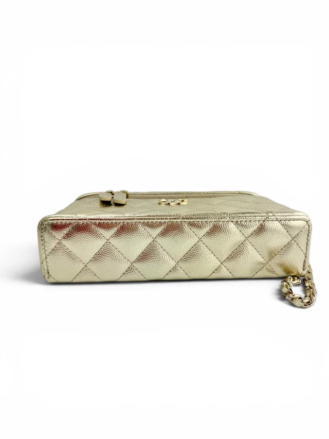 Chanel Gold Caviar Slim Top Handle Vanity in Gold Caviar leather from Season 2 Consign, photo 8 of 11