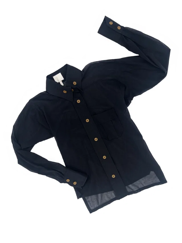 Vivienne Westwood asymmetrical sheer shirt from James Veloria