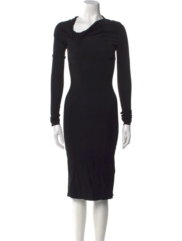 Tom Ford Cowl Neck Knee-Length Dress in black from The RealReal