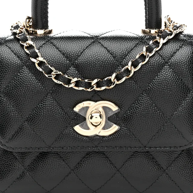 Chanel Caviar Quilted Coco Handle Clutch in Black Caviar leather from FASHIONPHILE, photo 8 of 11