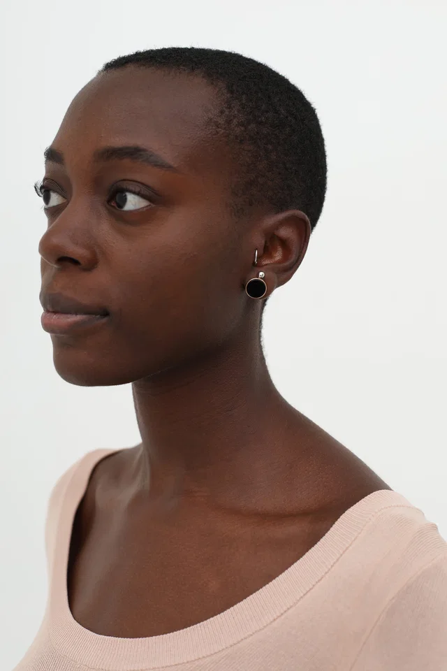 Dior Black Circle Clip-On Earrings in Black from VSP Consignment