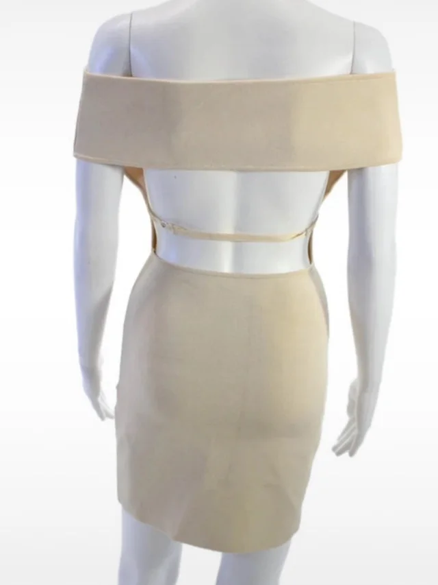 Jacquemus Beige Off-Shoulder Backless Mini Dress in brown|neutral from Poshmark