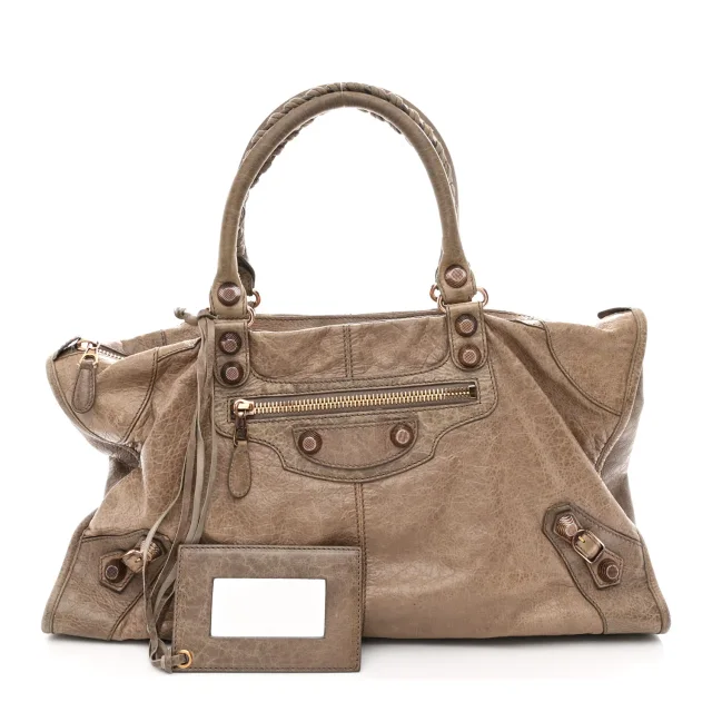 Balenciaga Agneau Giant 12 Rose Gold Hardware Work Gris Poivre in Grey Lambskin from FASHIONPHILE, photo 3 of 14