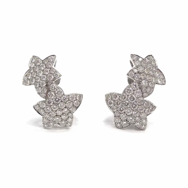 Van Cleef & Arpels Star Gold Diamond Earclips in Gold Leather from Luxury Promise