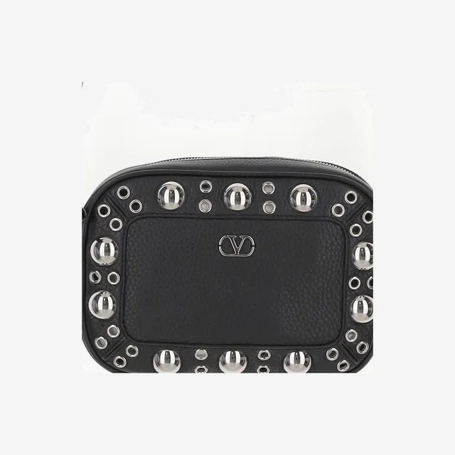 Valentino Garavani Studded Leather Crossbody Bag — Black in Black Leather from HEWI