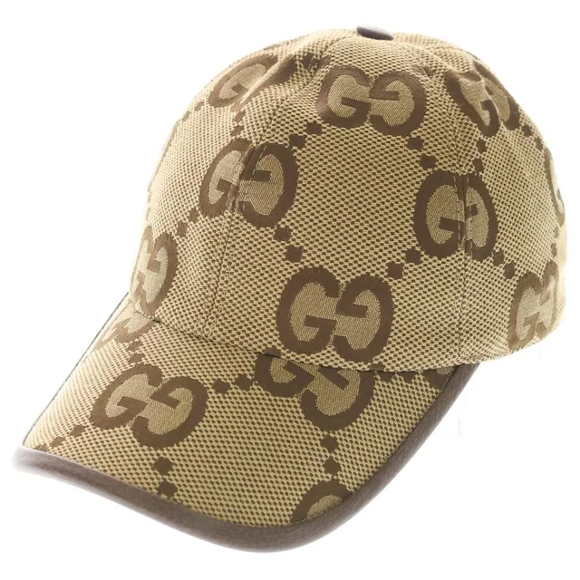 Gucci Jumbo GG Pattern Canvas Baseball Cap Hat Beige in Beige Canvas from The Reluxe