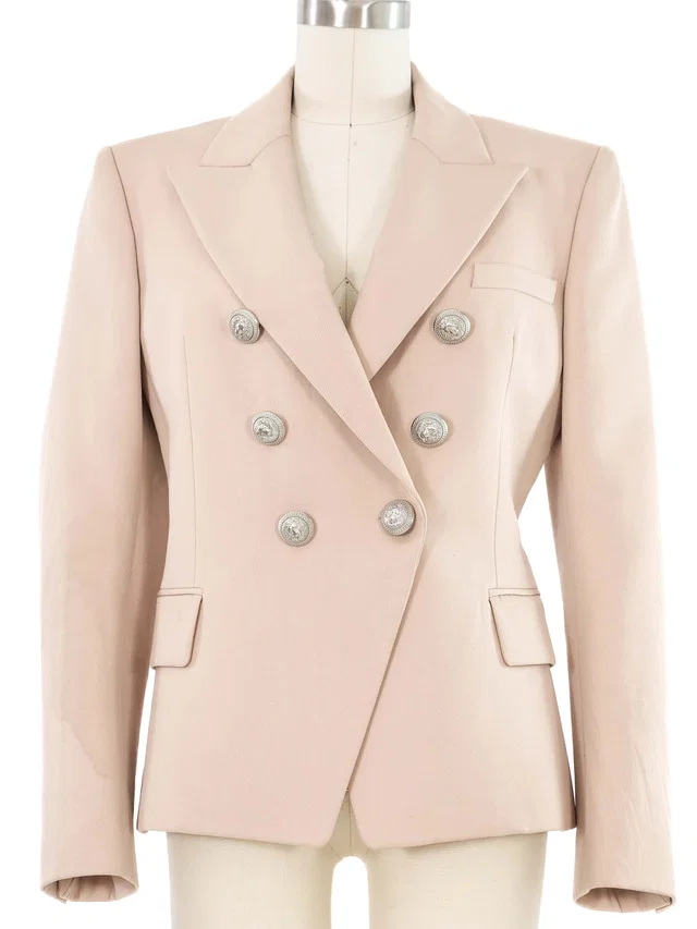 Balmain Blush Wool Blazer in Pink Wool from Arcade Vintage