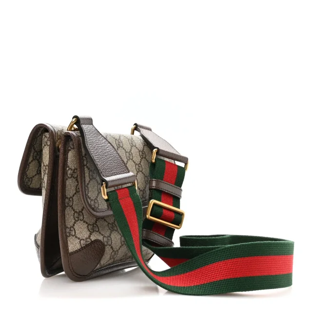 Gucci GG Supreme Monogram Web Small Neo Vintage Double Flap Messenger Bag Beige New Acero in Beige Coated canvas from FASHIONPHILE, photo 3 of 11