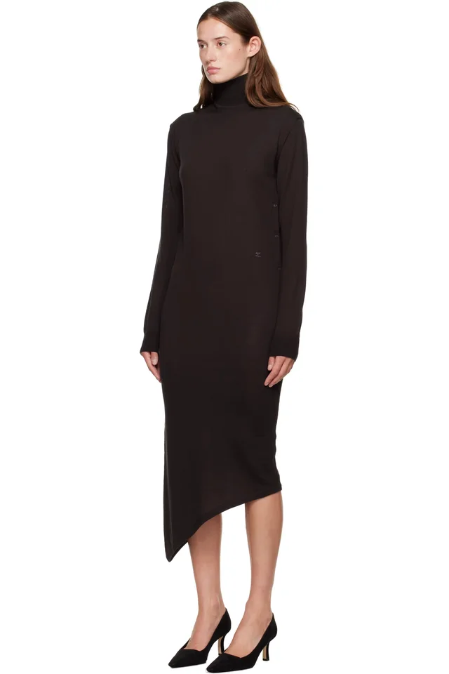 Courrèges Brown Off-Shoulder Wool Minidress, photo 4 of 5 from SSENSE