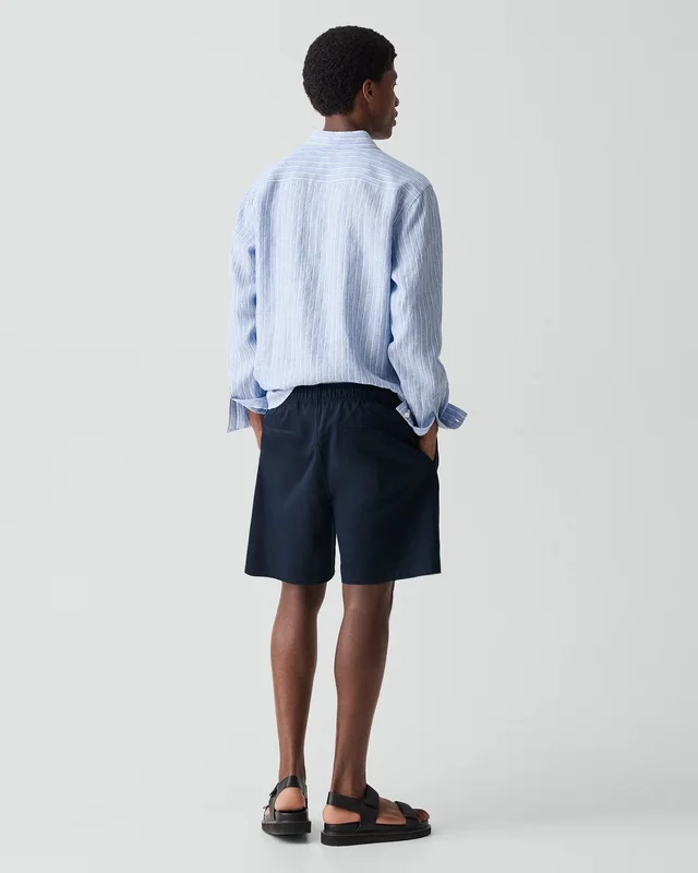 Theory Pull-On Short in Moonsoft Cotton in BALTIC 97% Cotton, 3% Spandex, photo 9 of 10 from Theory