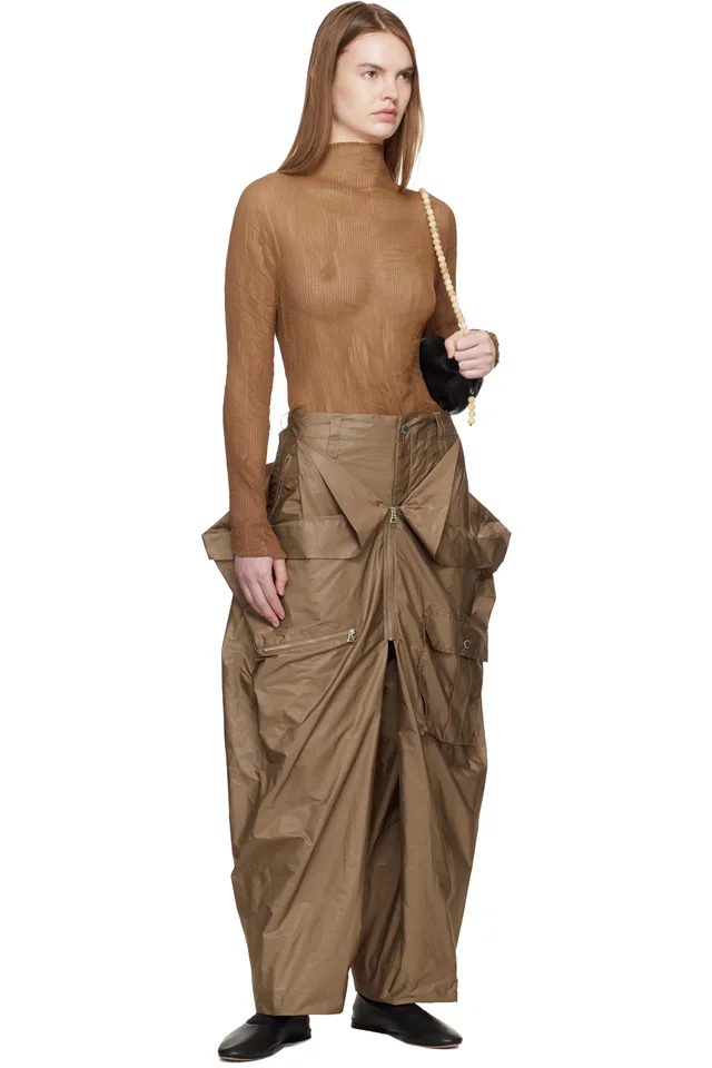 ISSEY MIYAKE Beige Chiffon Twist 3 Top, photo 5 of 5 from SSENSE