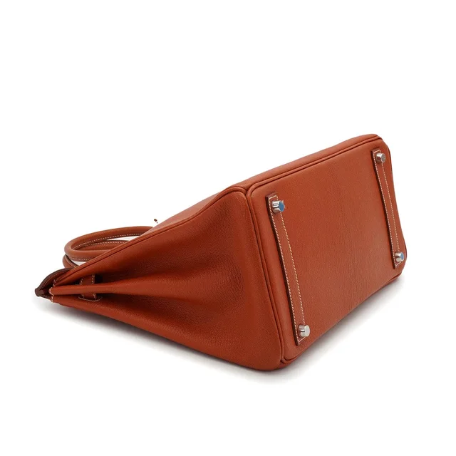 Hermès Haut A Courroies 32 Brique Chevre Hand Bag 2006 Square J Palladium Hardware in Goatskin from Luxury Promise, photo 9 of 11