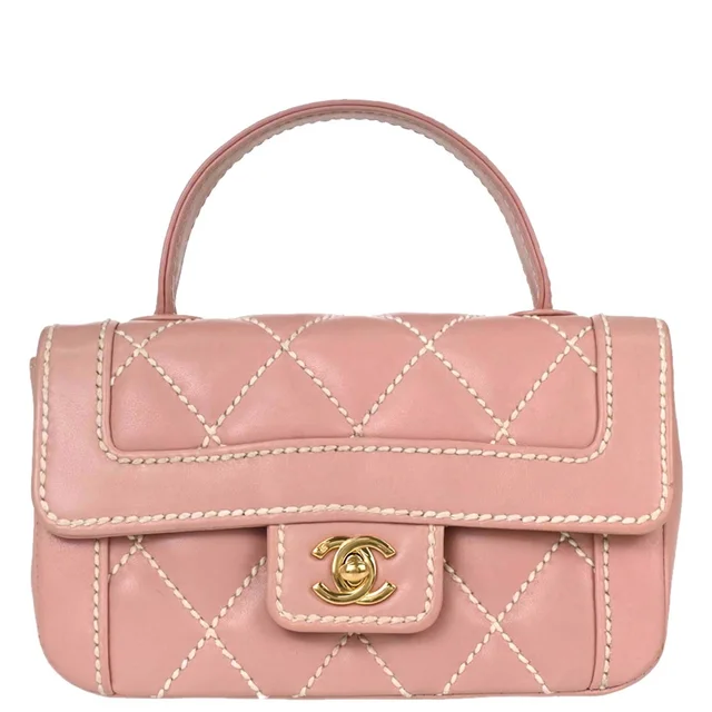 Chanel 2004-2005 Pink Calfskin Wild Stitch Handbag in Pink Calfskin from AMORE Vintage Tokyo