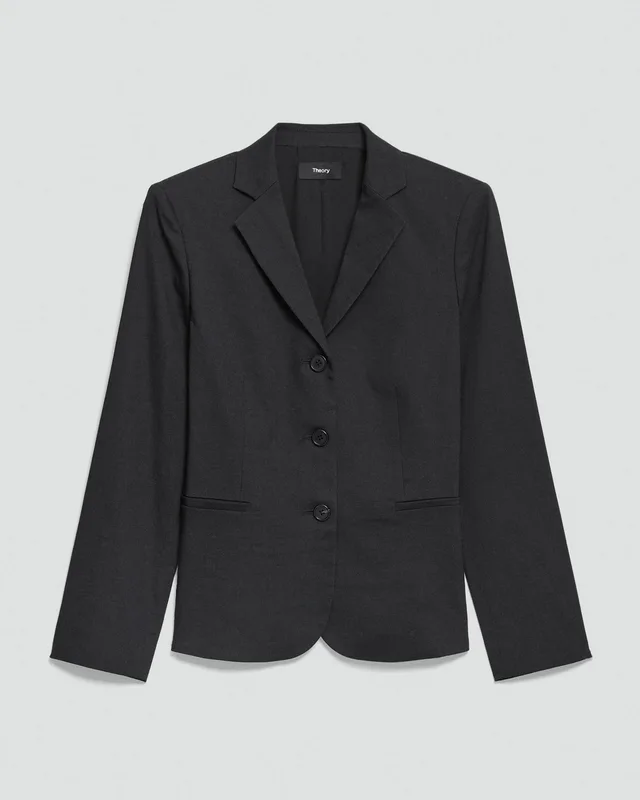 Theory Shrunken Three-Button Blazer in Good Linen, photo 2 of 6 from Theory