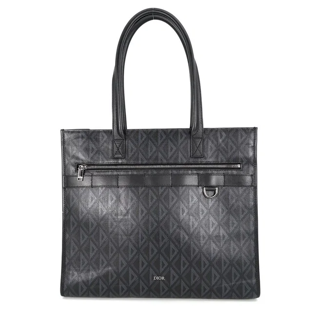 Dior Tote Bag CD Diamond Safari Leather Black in Black Leather from The Reluxe