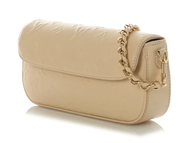 Louis Vuitton Cream Monogram Empreinte Ivy Wallet On Chain in White Leather from Ann's Fabulous Finds, photo 3 of 9