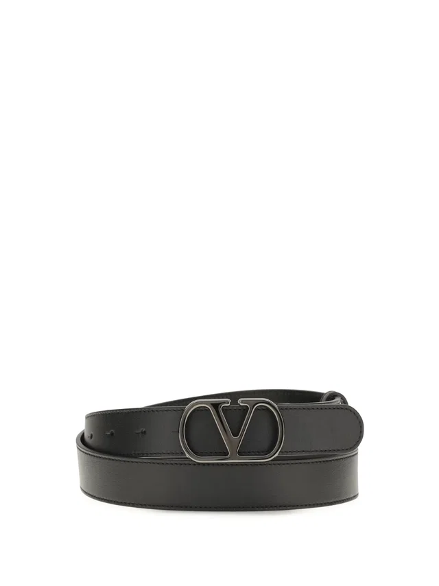 Valentino Garavani Belt — Black Calf Leather Bos Taurus in Black Calfskin from HEWI