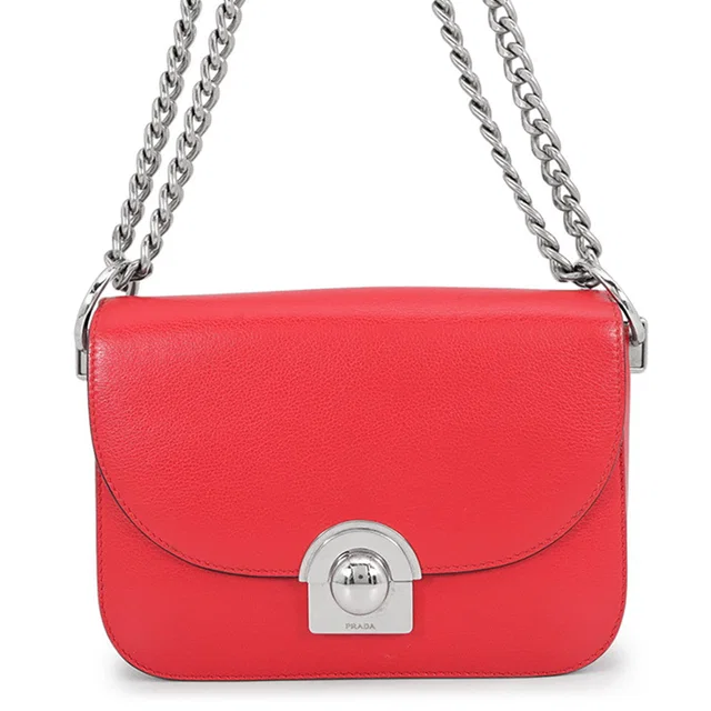 Prada ChainShoulder Bag Red1BD030 Leather in Leather from GALLERY RARE