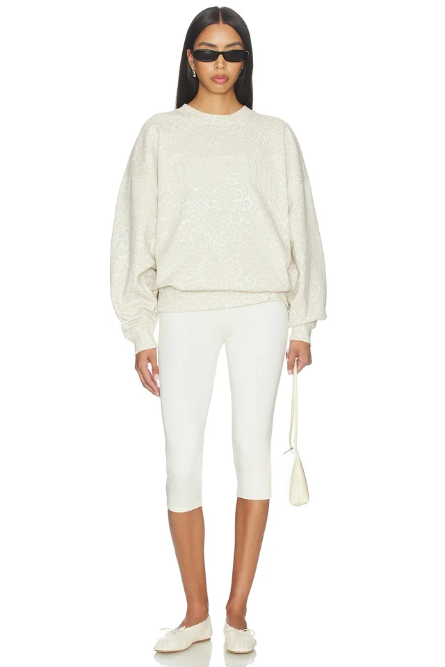 ANINE BING Miles Sweatshirt in White Washed Leopard, photo 4 of 5 from REVOLVE (Canada)