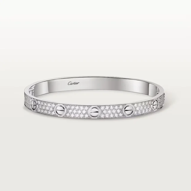 Cartier Love White Gold Dimaond Pave Bracelet from Truefacet