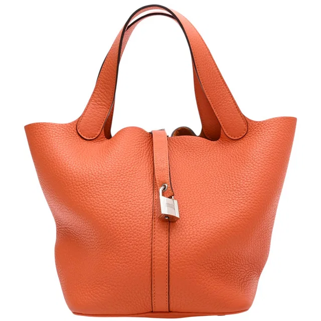Hermès 2014 Picotin Lock MM in Orange Poppy in Orange Leather from VINTAGE QOO TOKYO