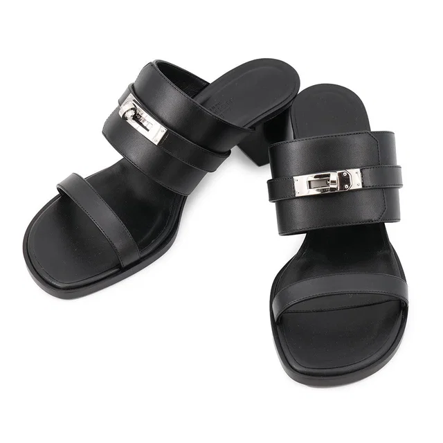 Hermès Ninon 50 Sandals BlackMS1262125Z2602 Calf Leather Size 36 in Calfskin from GALLERY RARE