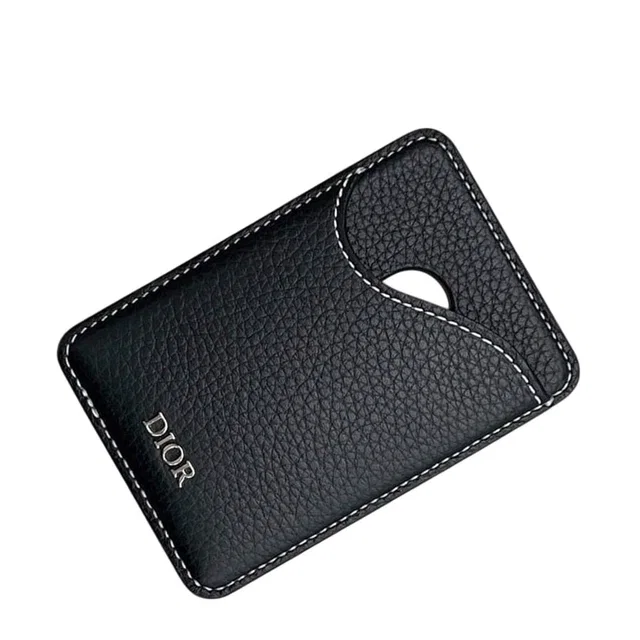Dior Card Case Magnet Black Saddle Mag Safe Compatible Holder Leather in Black Leather from The Reluxe