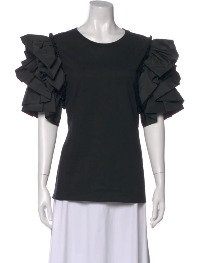 Alexander McQueen Crew Neck Short Sleeve Top in black from The RealReal