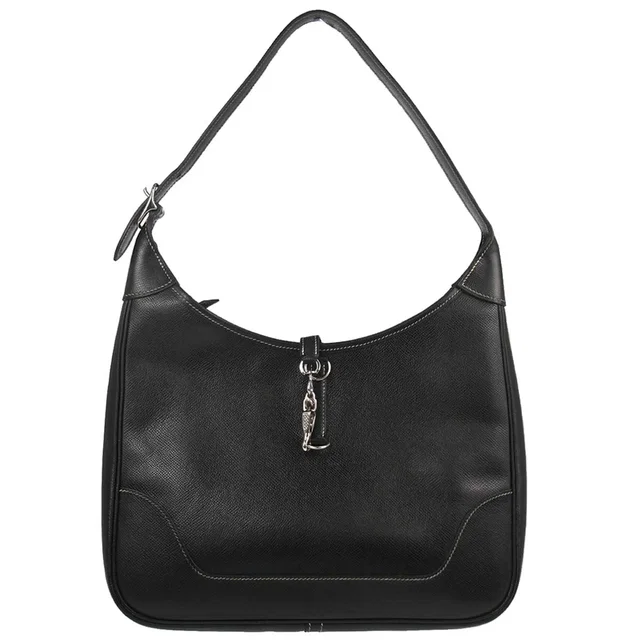 Hermès Black Lisse Trim 31 Shoulder Bag in Black from AMORE Vintage Tokyo