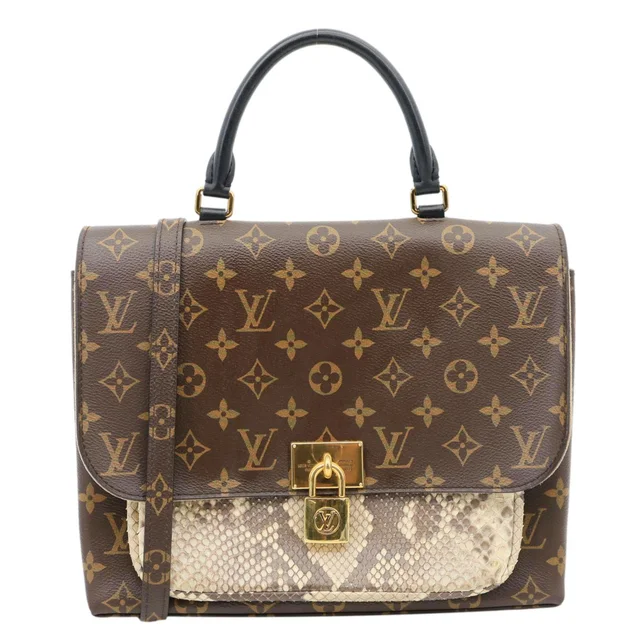 Louis Vuitton Marignan Python Monogram Canvas Shoulder Bag Brown in Brown Python from Dallas Designer Handbags