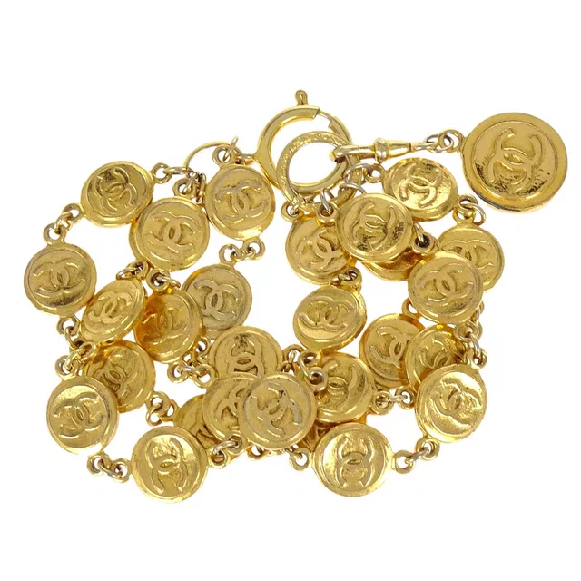 Chanel Gold Chain CC Medallion Bracelet Accessories in Gold from AMORE Vintage Tokyo