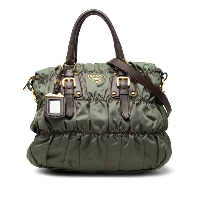 Green Prada Tessuto Gaufre Satchel in Green Nylon from Designer Revival, photo 1 of 1