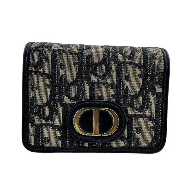 Dior Compact Montaigne 30 Trifold Wallet Navy in Navy Canvas from The Reluxe
