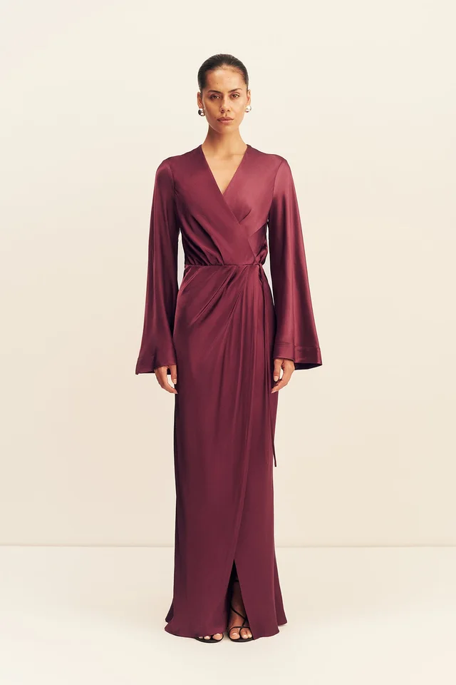 Shona Joy LA LUNE LONG SLEEVE WRAP MAXI DRESS - SHIRAZ from Shona Joy, photo 1 of 1