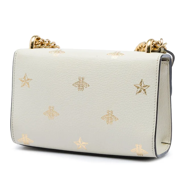 White Gucci Small Leather Bee Star Padlock Crossbody in White Leather from Designer Revival, photo 2 of 2