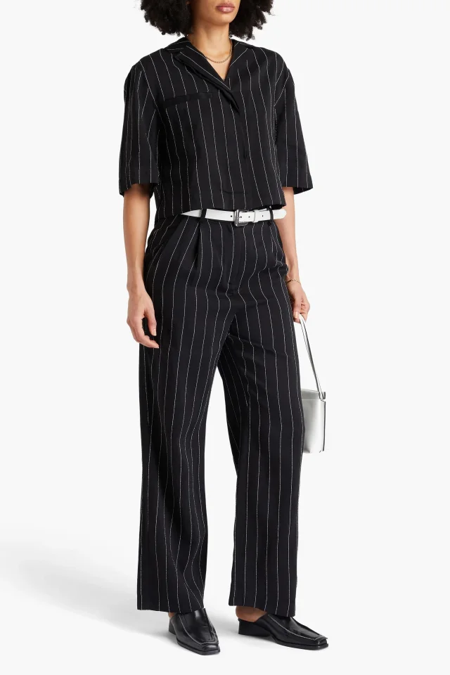 Loulou de Saison Loulou Studio Enyo Pinstriped Twill Straight-Leg Pants in Black, photo 2 of 4 from THE OUTNET
