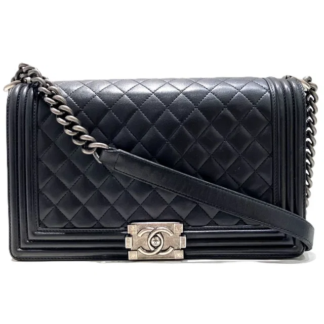 Chanel Large Chain Shoulder Bag Boy Lambskin in Lambskin from The Reluxe