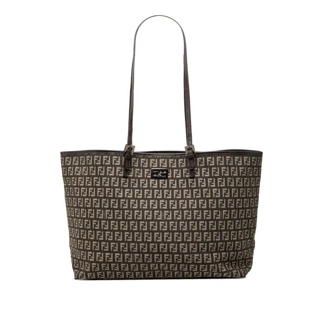 Brown Fendi Zucchino Canvas Tote in Brown Canvas from Designer Revival
