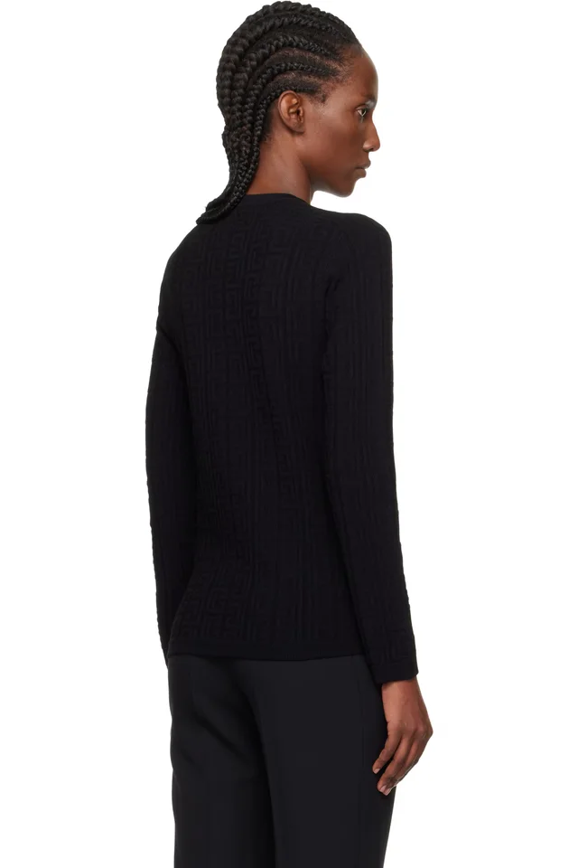 BALMAIN Black Monogram Sweater, photo 3 of 4 from SSENSE