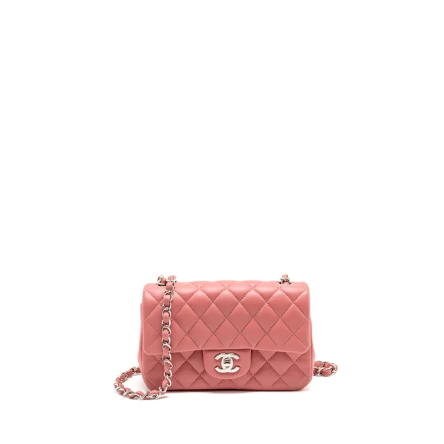 Chanel Mini Rectangular flap bag lambskin pink SHW in Pink Lambskin from EMIER