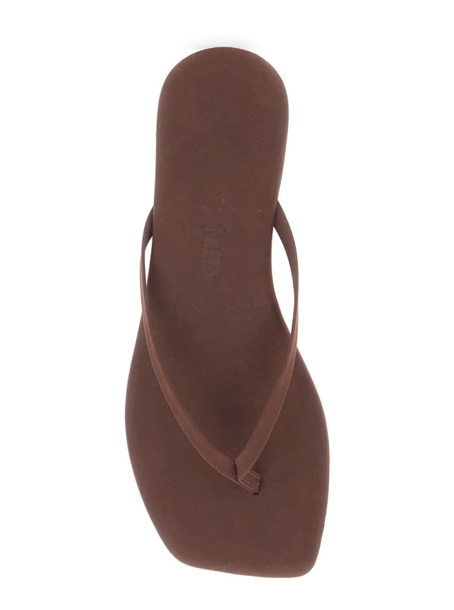 TKEES 'Lily' Brown Flip-Flop Sandals with Square Toe in Suede Woman in Brown, photo 7 of 8 from Gaudenzi Boutique